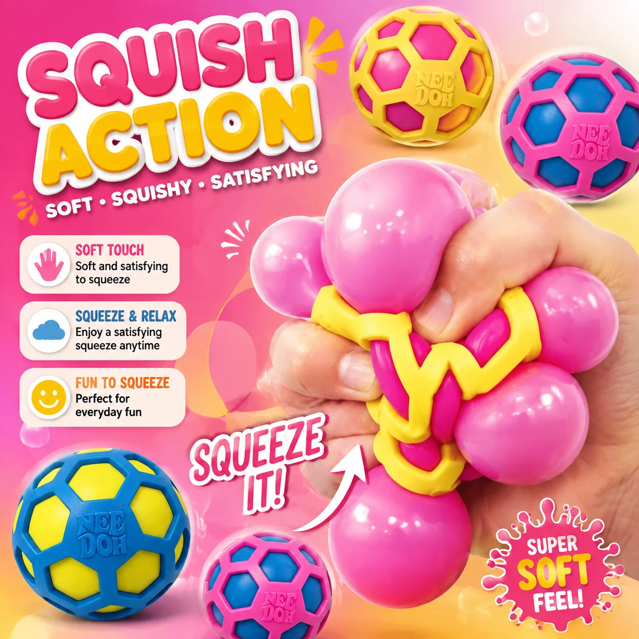Here is the optimized title: Schylling Needoh Atomic Stress Relief Ball squishies fidget toys Adult Party Gift Tool blind box