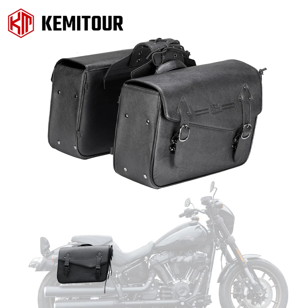 

KEMITOUR Motorcycle Saddlebags Waterproof Side Saddle Bag Universal fit for Softail Dyna V-star Travel Luggage Storage Bag Pack