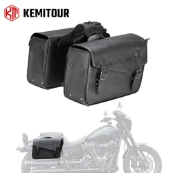 KEMITOUR Motorcycle Saddlebags Waterproof Side Saddle Bag Universal fit for Softail Dyna V-star Travel Luggage Storage Bag Pack