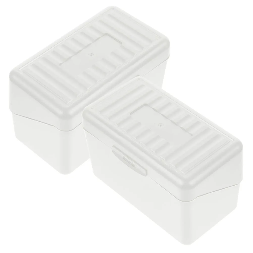 2Pcs Business Card Box Space Saving Desk Organizer Portable Office Cards Holder Practical Card Storage Case