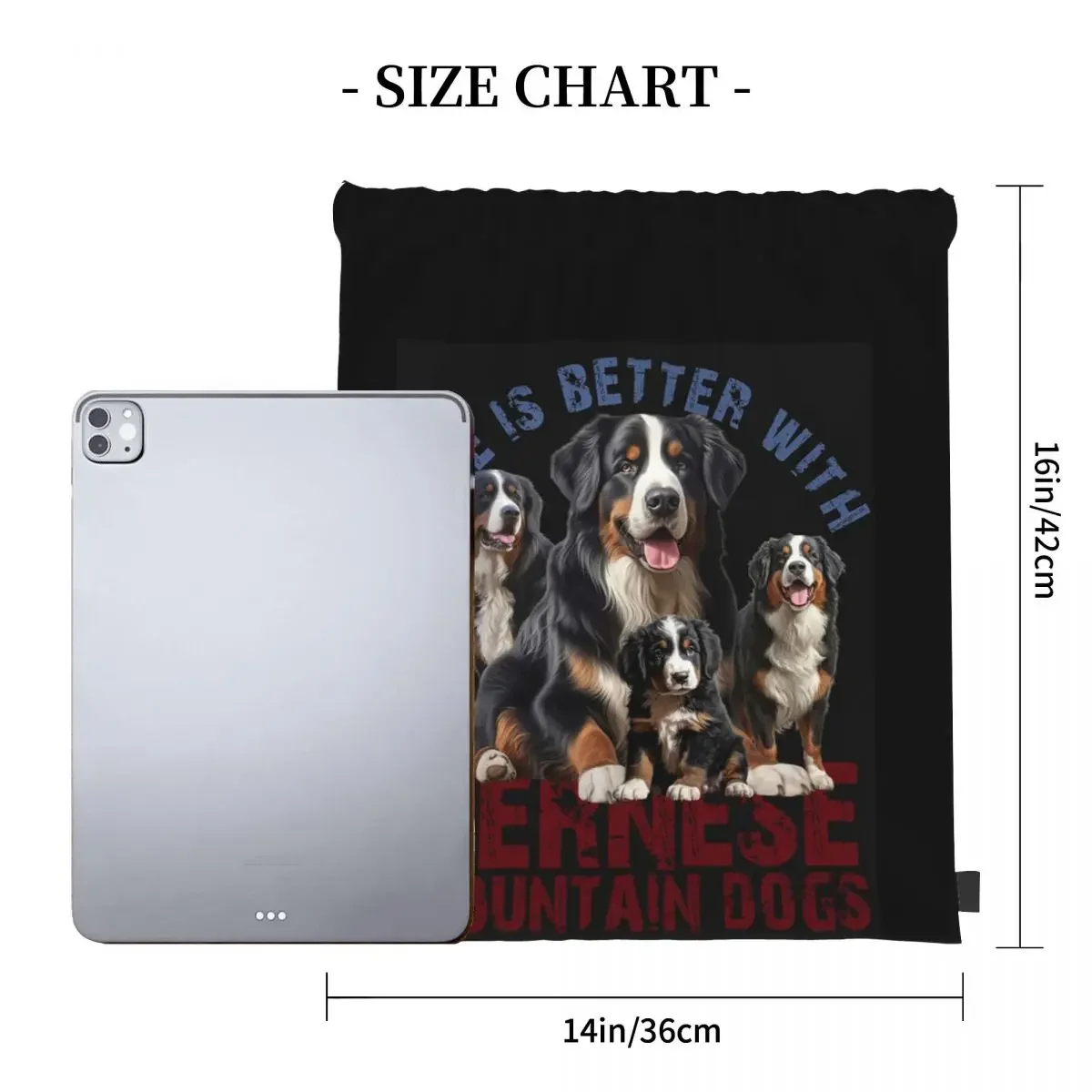 Bernese Mountain Dog Backpacks Fashion Portable Drawstring Bags Drawstring Bundle Pocket Storage Bag BookBag For Man Woman