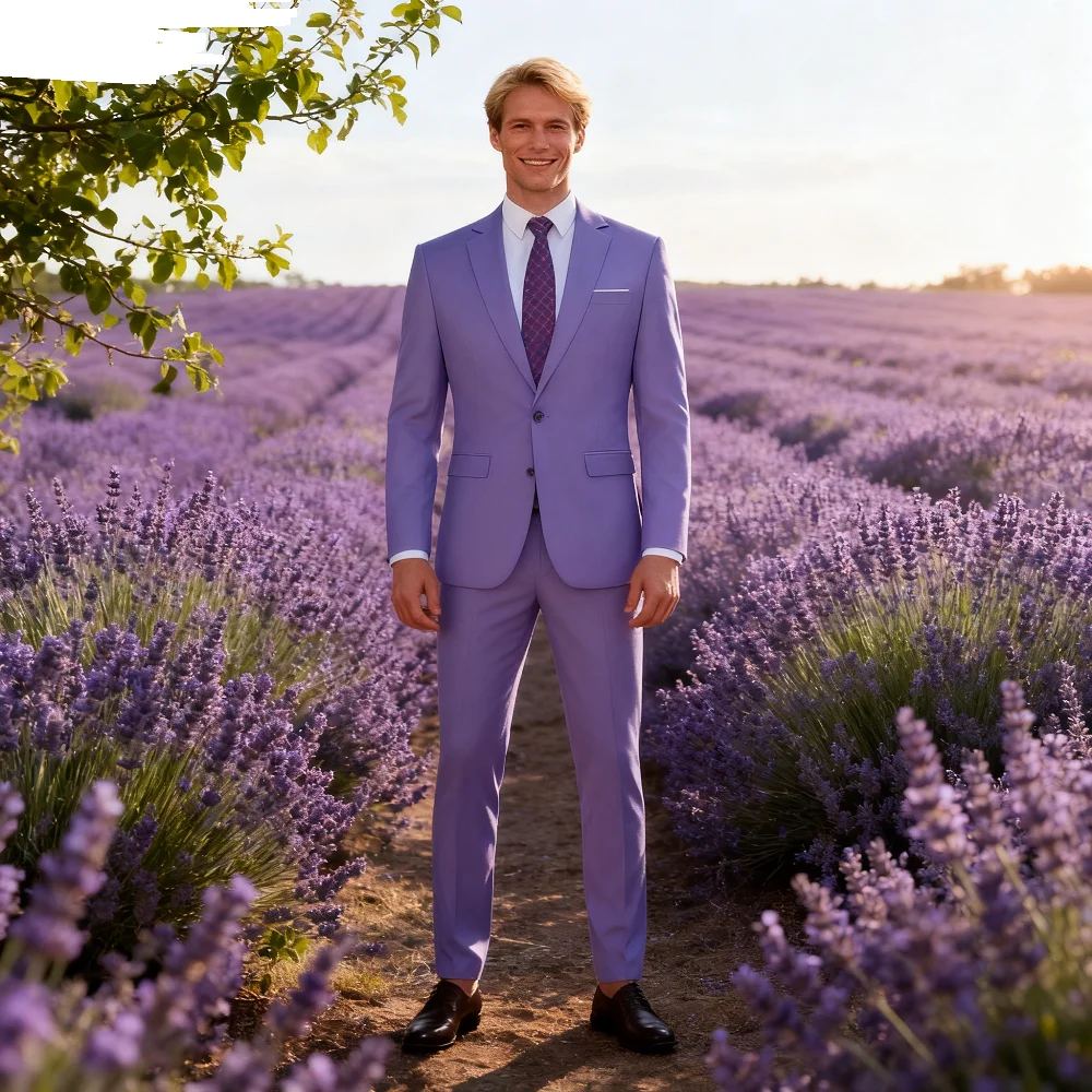 

Men's Smart Casual 2-Piece Wedding Tuxedo Slim Fit Notch Lapel Blazer And Pants Set for Party And Dance Events