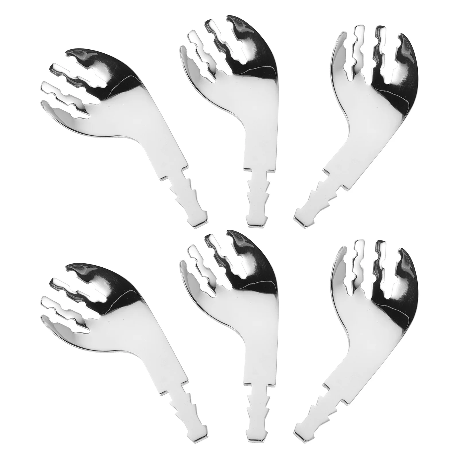 

6pcs Adaptive Utensil Replacement Heads Stainless Steel Detachable Fork Spork For Daily Meals Daycare Kitchen Bar