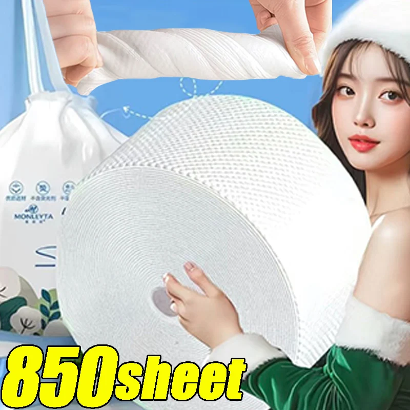 850/170 Sheets Pearl Pattern Face Towel Super Thick Soft and Double Water Absorption Sealed Facial Towel Rolls with Hanging Cord