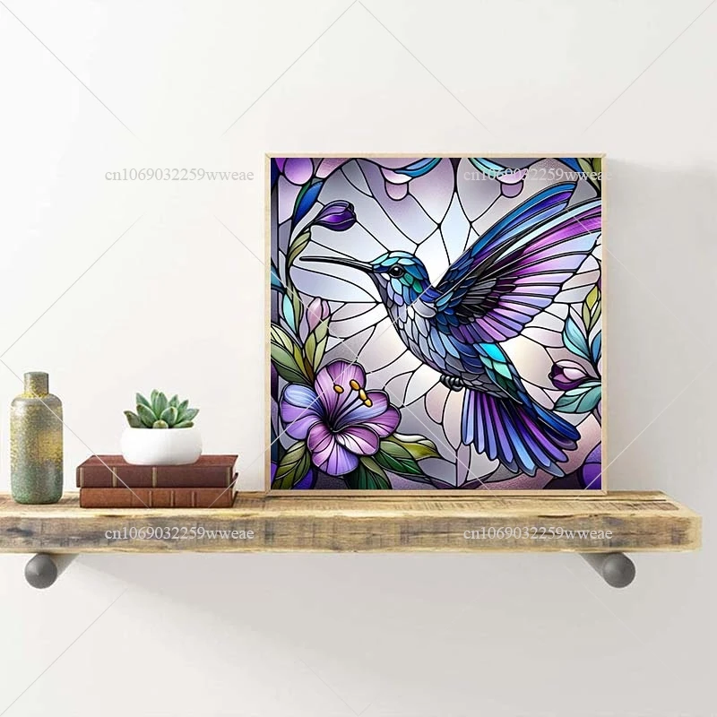 New Arrivals Diamond Paintings 5d Drawing With Diamonds Stained Glass Hummingbird Embroidery Full Rhinestones Crafts Supplies