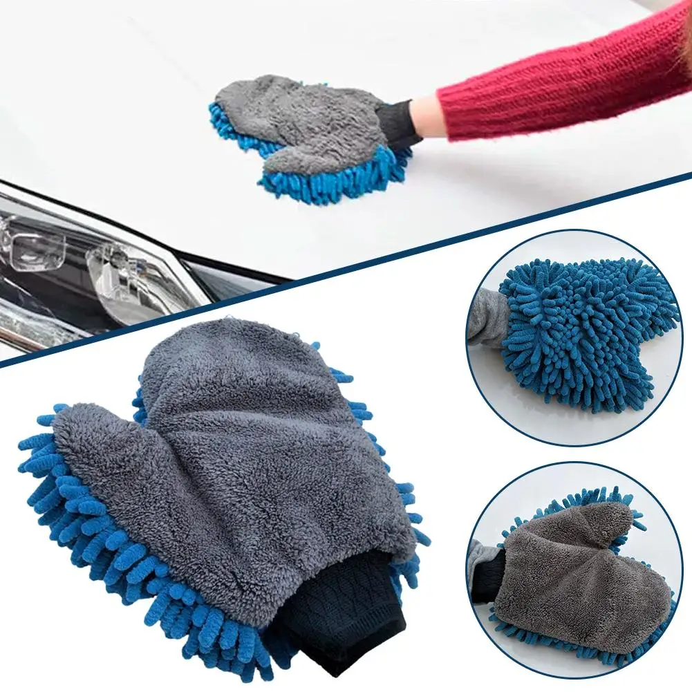 Luvas de lavagem de carro luvas de microfibra sem arranhões dupla face ultra absorvente panos de esponja de lavagem para carros, caminhões e barcos