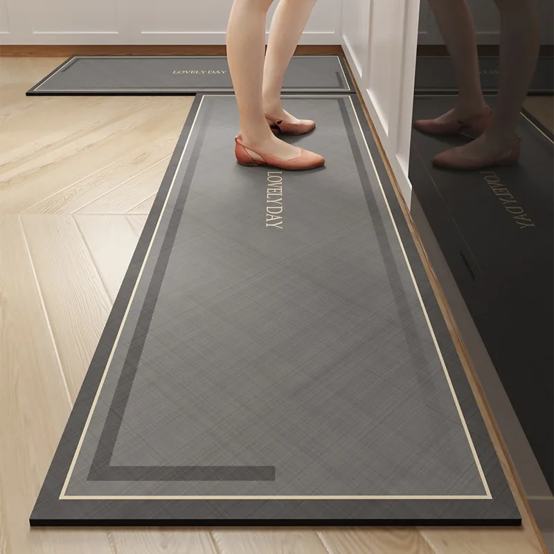 

Kitchen Floor Mat Anti-slip Oil-proof Carpet Pvc Leather Waterproof Foot Mats Long Strip Rug Modern Style Home Decoration Rugs