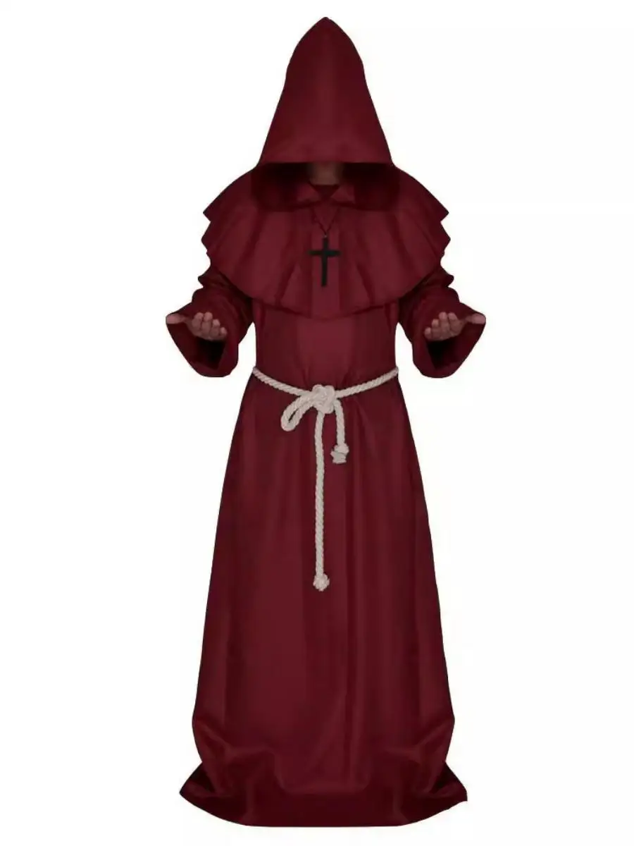 Średniowieczny strój mnicha, kostium czarodzieja, księdza, przebranie na Halloween, odgrywanie ról, Bóg Śmierci, długa szata, cosplay, damski strój etniczny na scenę