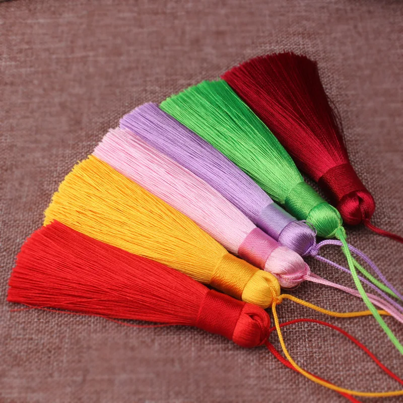 5pcs 8cm Colorful Tassel Fringe for DIY Crafts and Jewelry Making Spike Polyester Ice Silk Bookmark Key Chain Tassels