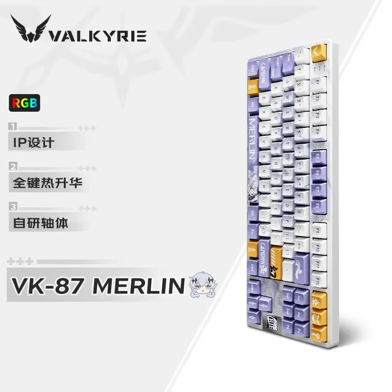 Valkyrie VK87 Mechanical Keyboard Bluetooth 3mode Bluetooth Wireless Custom RGB Hot Swap Gasket Tft Color Screen Gaming Keyboard