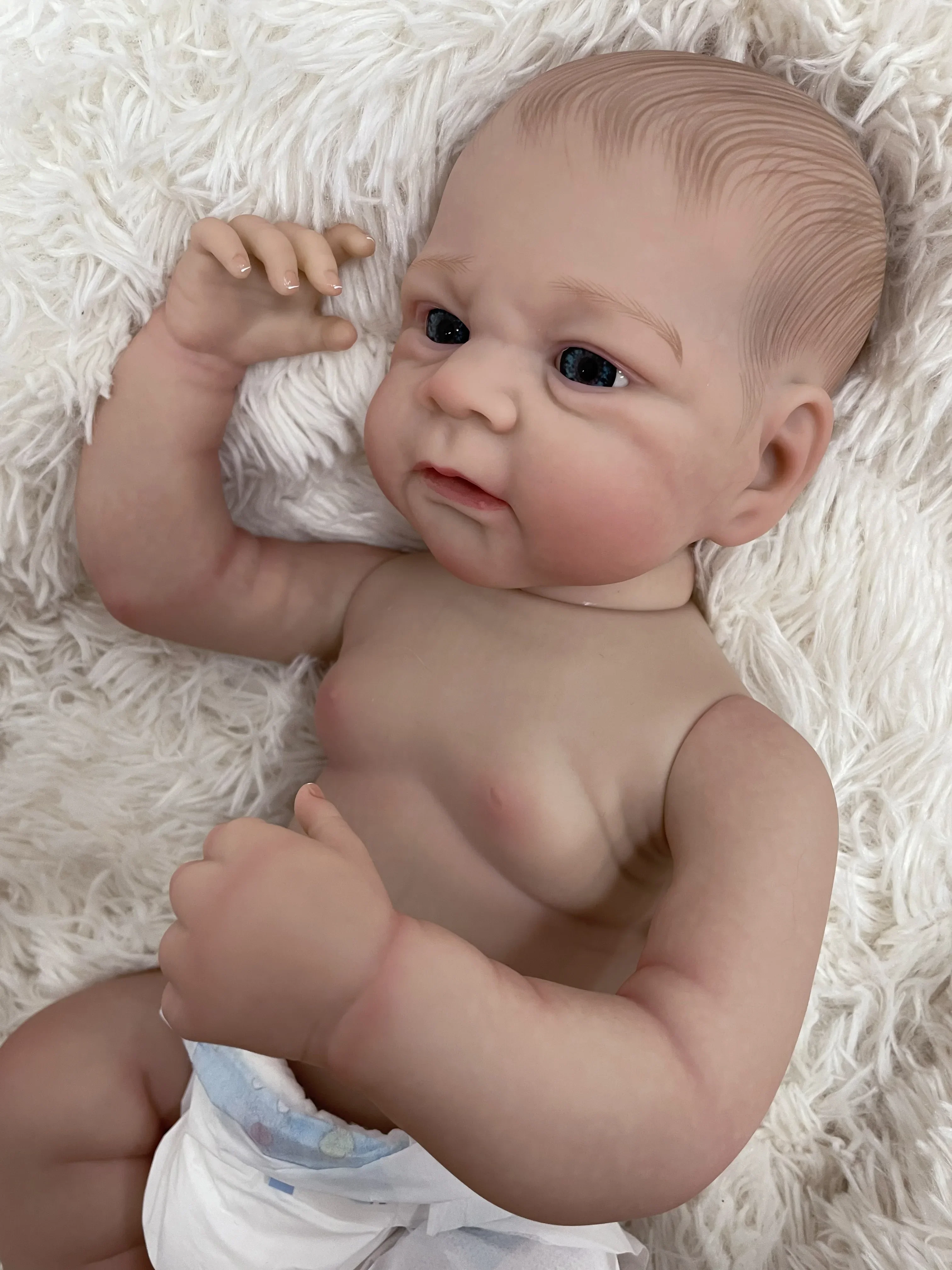 Elijah Full Vinyl Body Reborn Doll 19inch Multiple Layers Painting 3D Skin With Visible Veins Hand Drawn Hair Excluding clothing