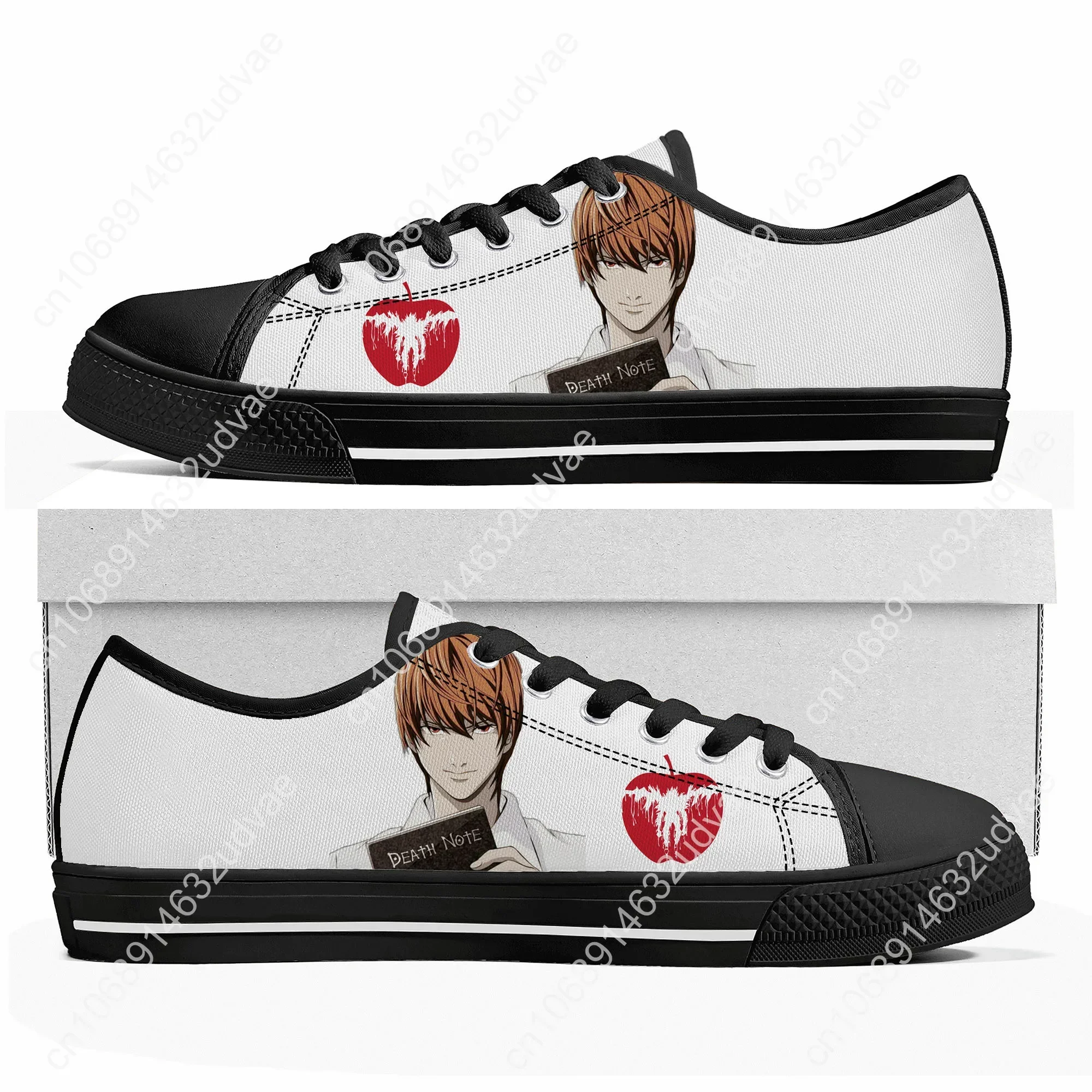 Anime Death Note Yagami Lawliet L Low Top Sneakers Mens Womens Teenager High Quality Canvas Sneaker Couple Shoes Custom Shoe