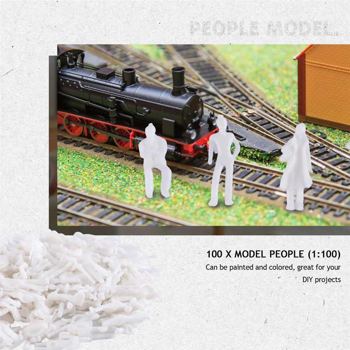 RIRI 100Pcs HO Scale 1:100 White Model People Unpainted Train Figures