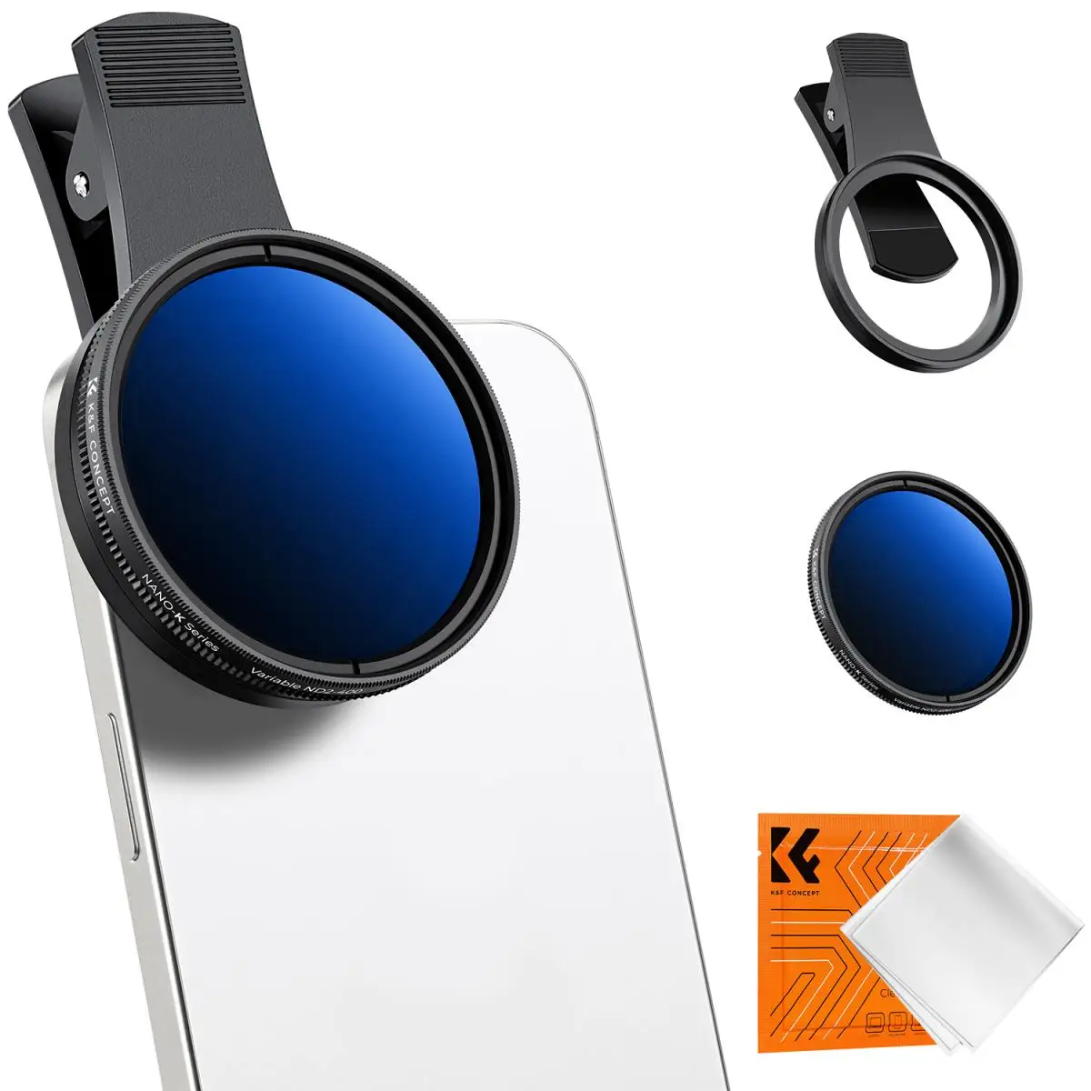 K&F Concept 52mm Phone ND Filter ND2 to ND400 Clip-on Variable Neutral Density Filter for iPhone Mobile Smart Phone Camera