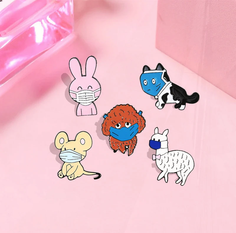 Alpaca Pins tas Lapel pin kartun lencana perhiasan untuk anak-anak teman-teman hewan lucu Enamel pin kustom kucing anjing kelinci tikus