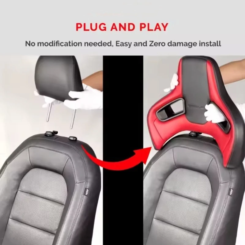 Universal Car Sport Seat Headrest High-quality Plug-In Comfortable PVC Leather Racing Headrest Automobile Interior Accessories