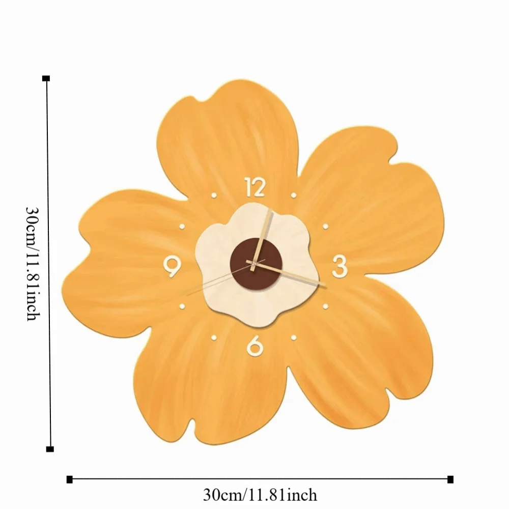 Wall Decoration 30cm Flower Creative Clock Slient Decor Modern Simple Wall Clock Cartoon Artistic Home Clock Office Decoration