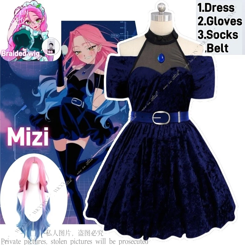 Mizi Alien Cos-Disfraz de escenario, peluca de juego de rol, ropa de actuación de ídolo, traje Sexy de Anime, vestido de noche de Halloween para mujer