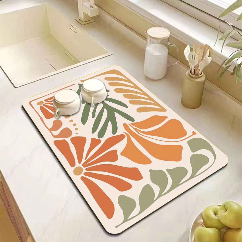 Kitchen Accessories Absorbent Kitchen Dish Drying Mat Coffee Machine Tableware Drain Mat Kitchen Drain Pad Tableware Mat Coaster