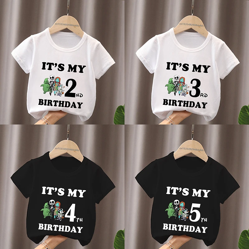 

It's My 1 2 3 4 5 6 7 8 9 Years Birthday Boys Girls T shirt Pumpkin King Jack Skellington Kids Clothes Baby Children T-Shirts