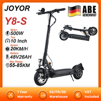 JOYOR Y8-S Electric Scooter 500W EScooter 48V 26 Ah Speed 20km/h Range 55-75km 10” Inflatable Tires Electric Scooters with ABE