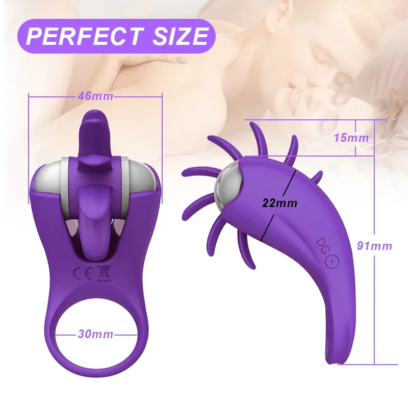 Cock Penis Ring Paar Vibrator Roterende Likken Vagina Clit Stimulator Orgasme Vibrerende Cockring Sperma Vergrendeling Speeltjes Voor Mannen