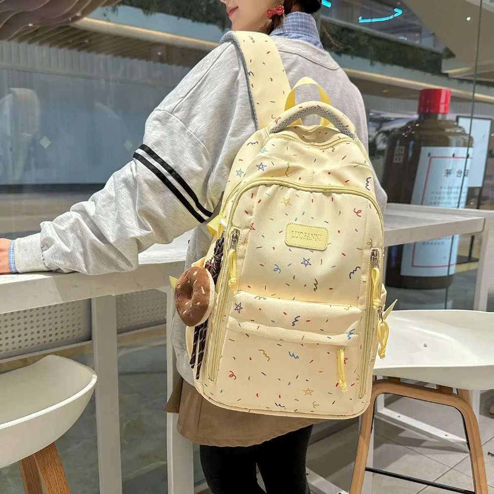 

Little Fresh Schoolbag Princess Versatile Cute Star Printed Junior High School High Class Backpack Daily Casual Simple