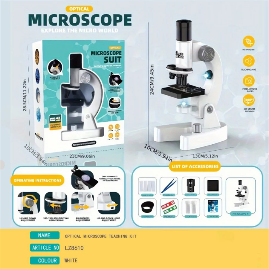 4800x HD Microscope High Quality Student Science Lab Supplies Monocular Mini HD Biology Microscope Toy for School Teaching Aids