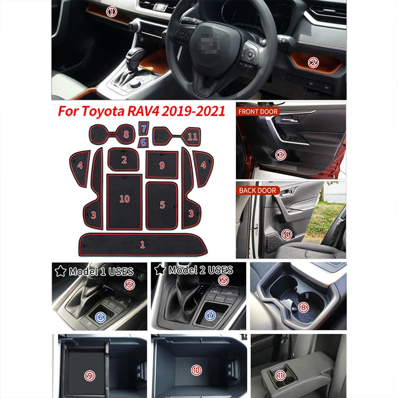 For Toyota RAV4 XA50 RAV 450 MK5 2013 To 2021 Anti-Slip Gate Slot Cup Mat Door Groove Non-slip Pad Interior Car-styling