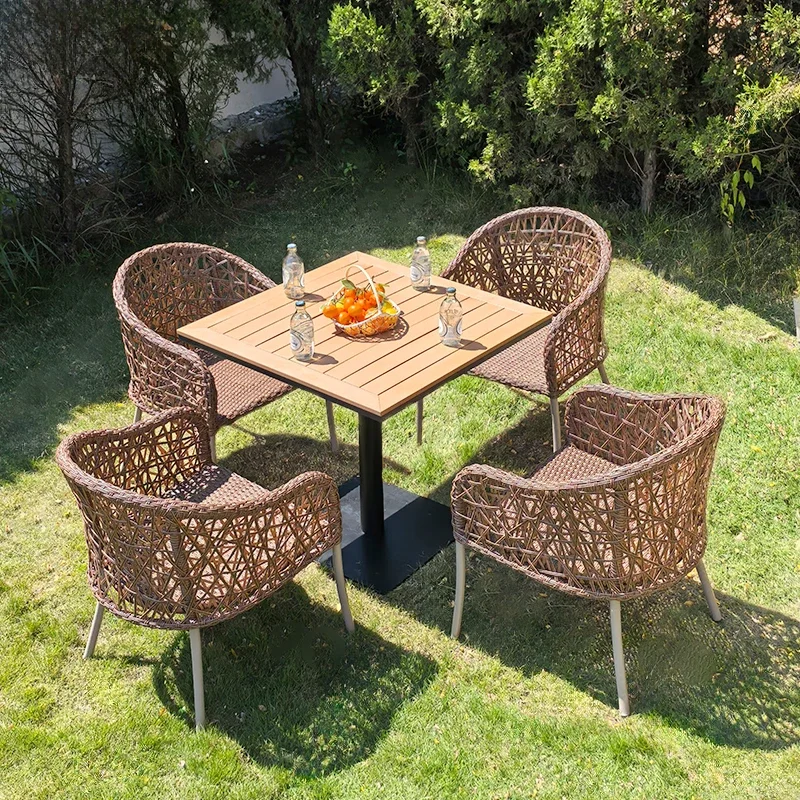 

Rattan outdoor leisure table and chair combination courtyard garden terrace exquisite hand-woven waterproof