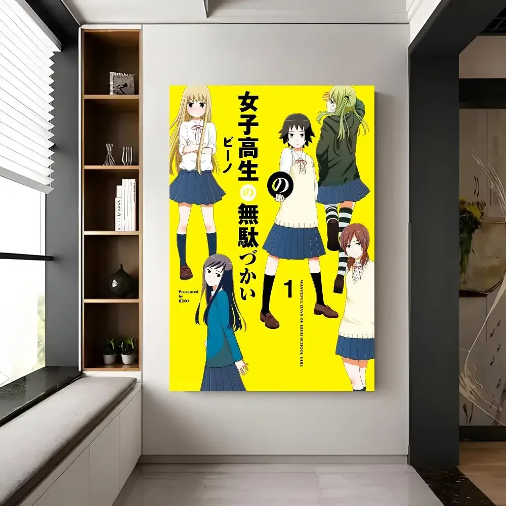 Comedy Anime W-wasteful Days of High School Girls Poster Trendy Aesthetic Self-Adhesive Wall Poster Room Decor for Bedroom  Dorm