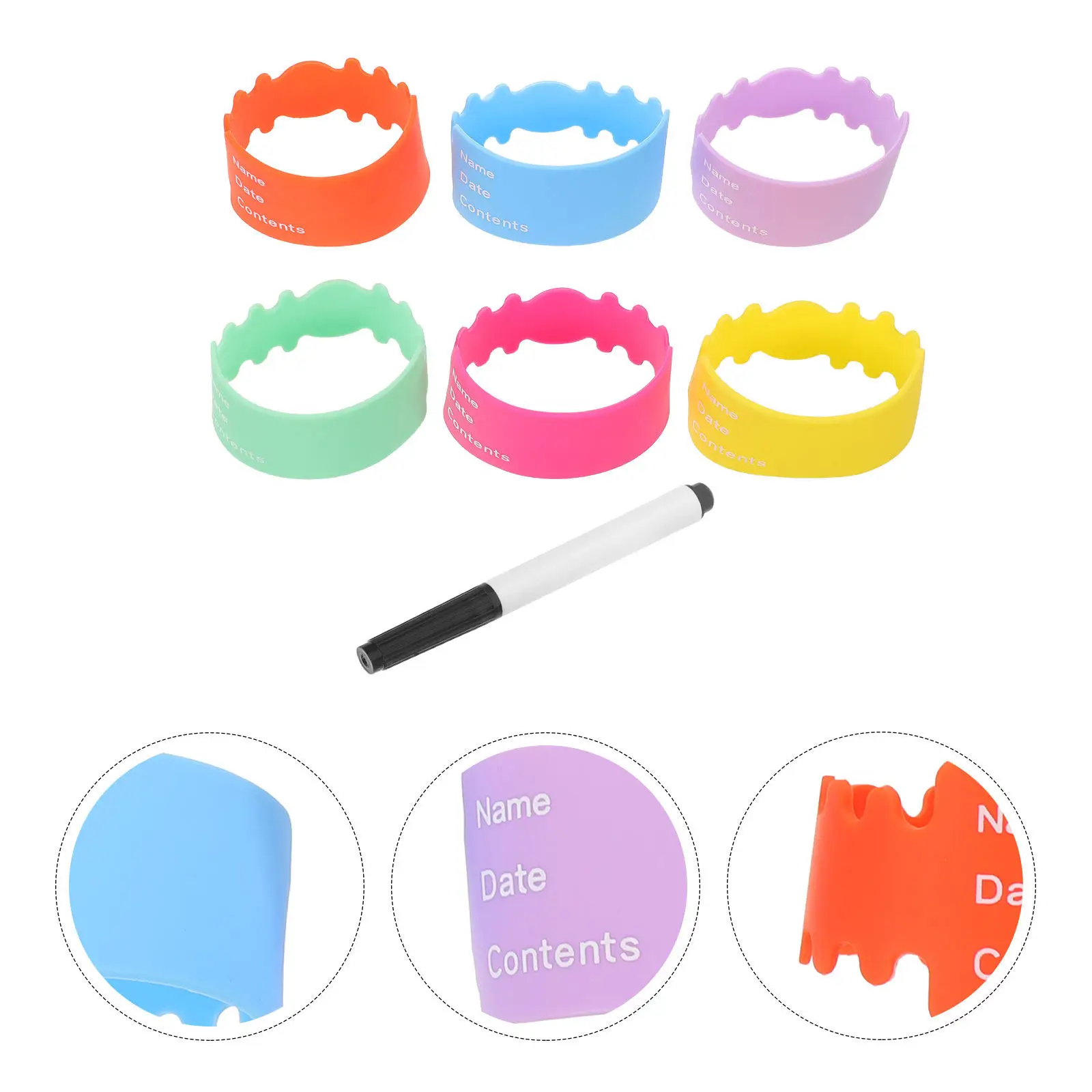 1Set Baby Bottle Labels Silicone Writable Reusable Daycare Name Tags Cup Sleeves Heat Insulation Feeding Bottle Covers Nursery