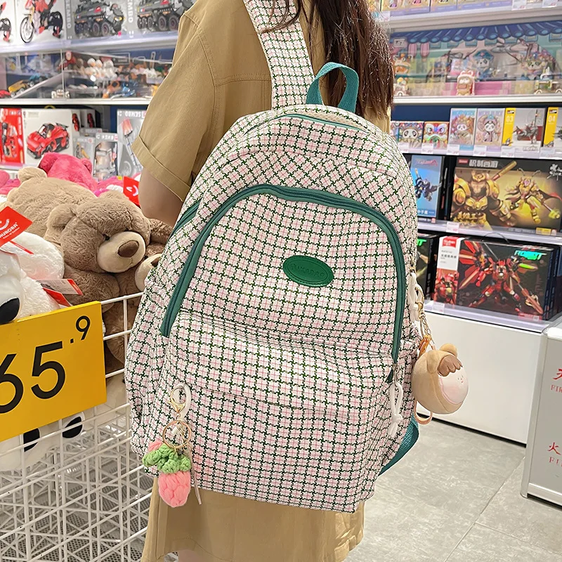 Fashion check Waterproof Women Backpack Teenager Girl Kawaii BookBag Laptop Rucksack Cute Student School Bag Mochila Female