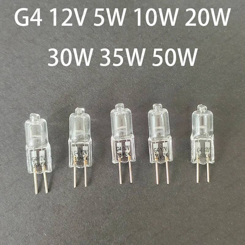 2pcs 10pcs Halogen Lamp 2 Pin Light Bulb G4 12V 5W/10W/20W/30W/35W/50W Halogen Capsule Lamp Light Bulbs Desk Light Replacements