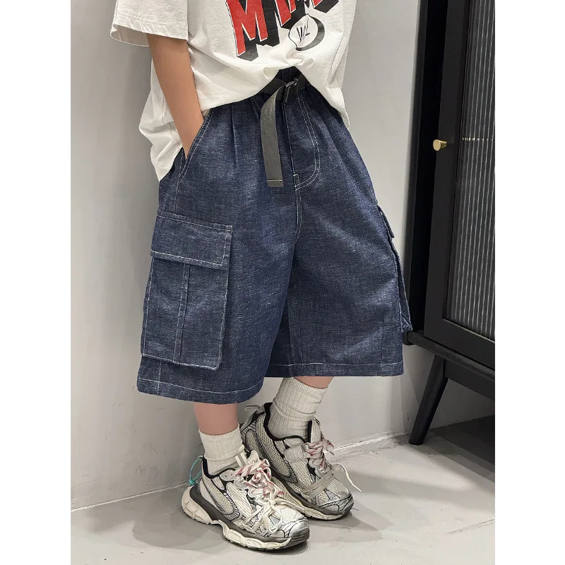 Baoduo children's clothing boys summer pants denim shorts 2025 new children's pants trendy five-point pants