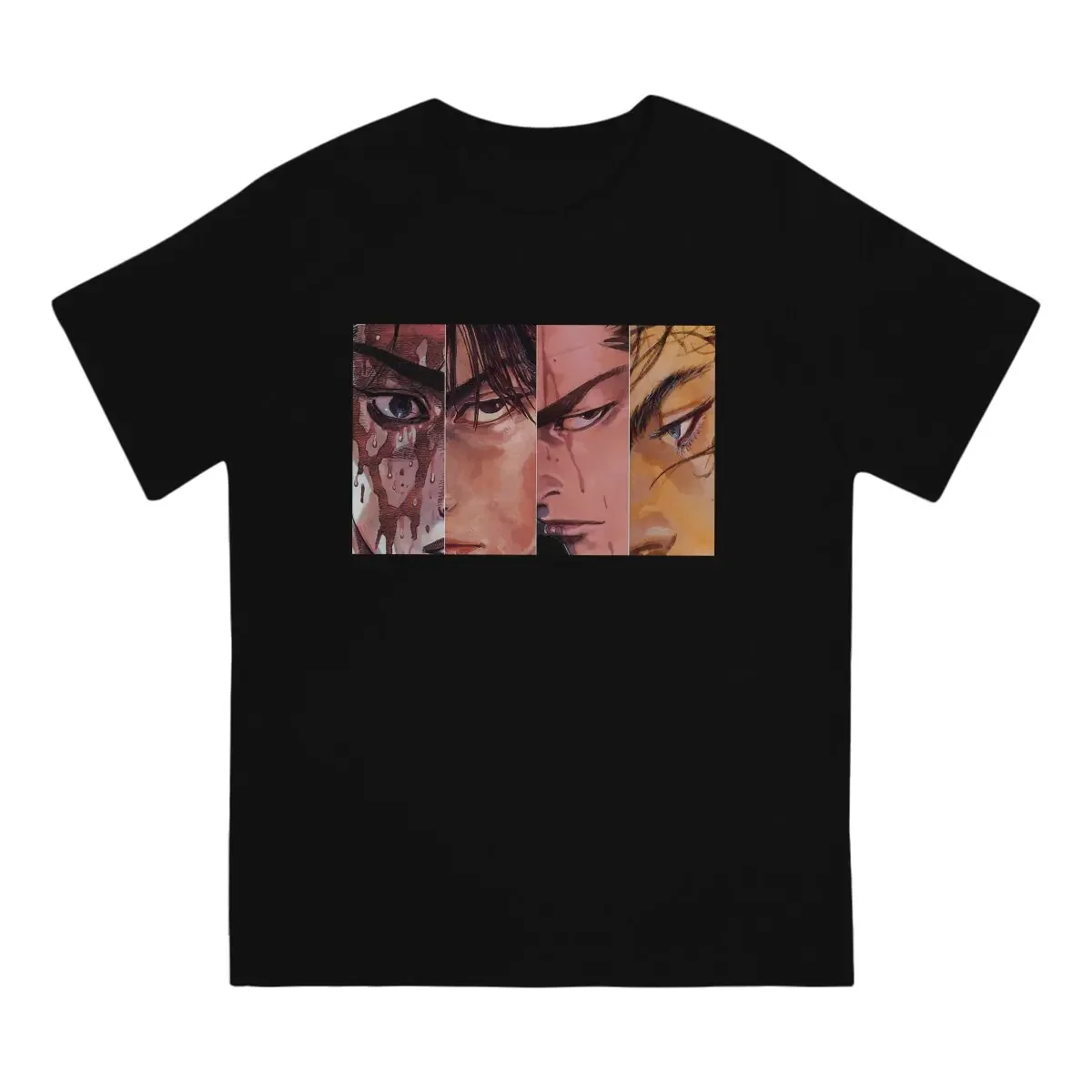 Face T Shirts for Men Cotton Funny T-Shirts O Neck Vagabond Miyamoto Musashi Sasaki Kojiro Manga Tees Short Sleeve Tops Gift