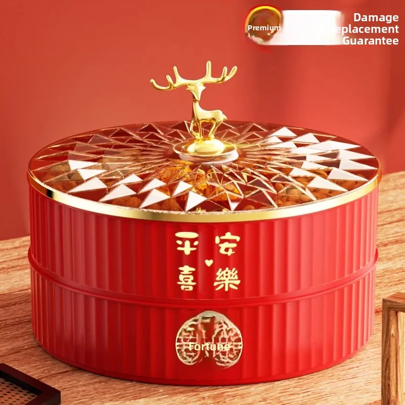 

Новогодняя корзина для фруктов и сладостей для дома, для гостиной, для чайного столика, коробка для сухофруктов, коробка для закусок, коробка для хранения и демонстрации, праздничная.