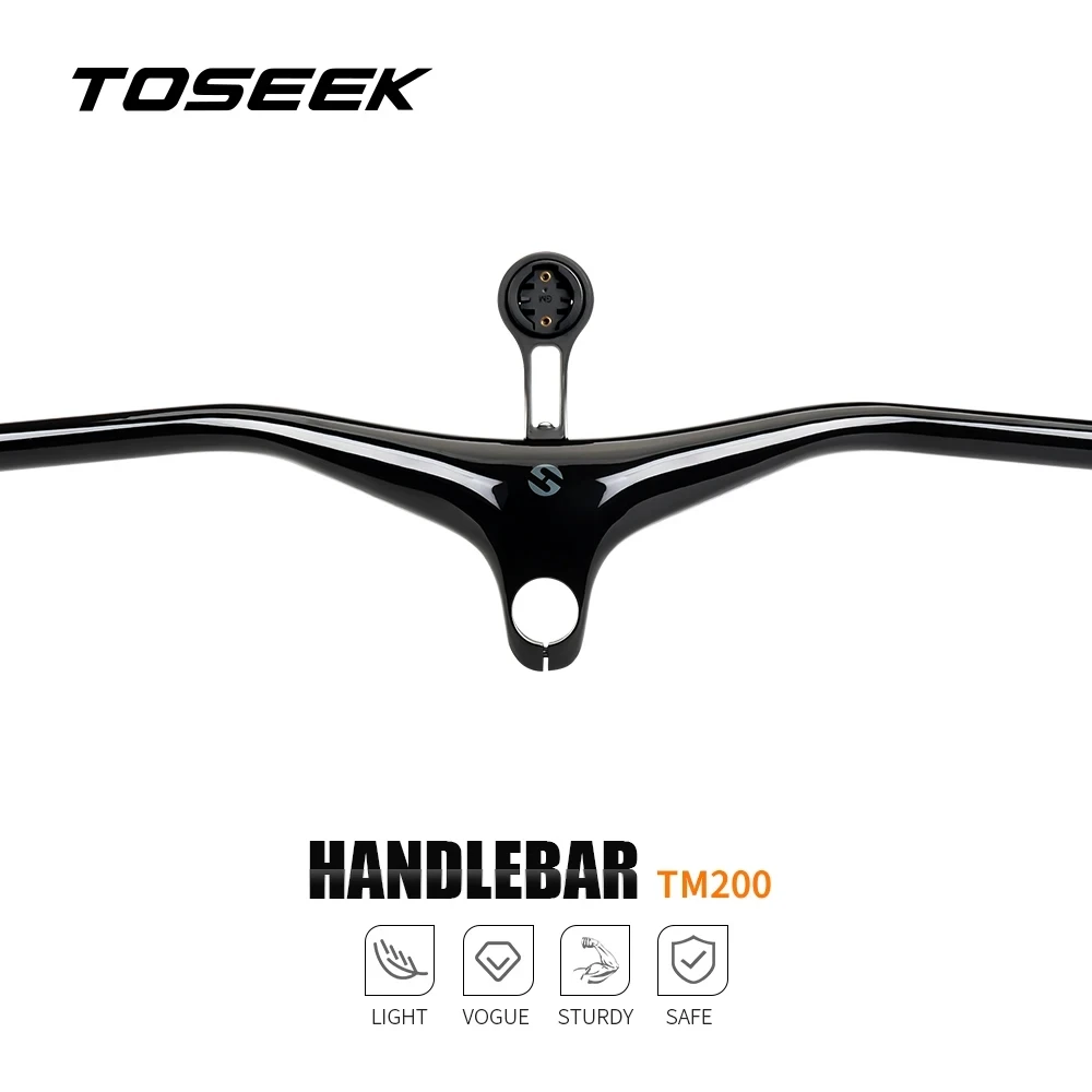 Manillar de Bicicleta TOSEEK TM200, Manillar de Carbono T800 para Bicicleta de Montaña, Manillar Integrado de -17 Grados, Apto para Ciclismo XC y Trial