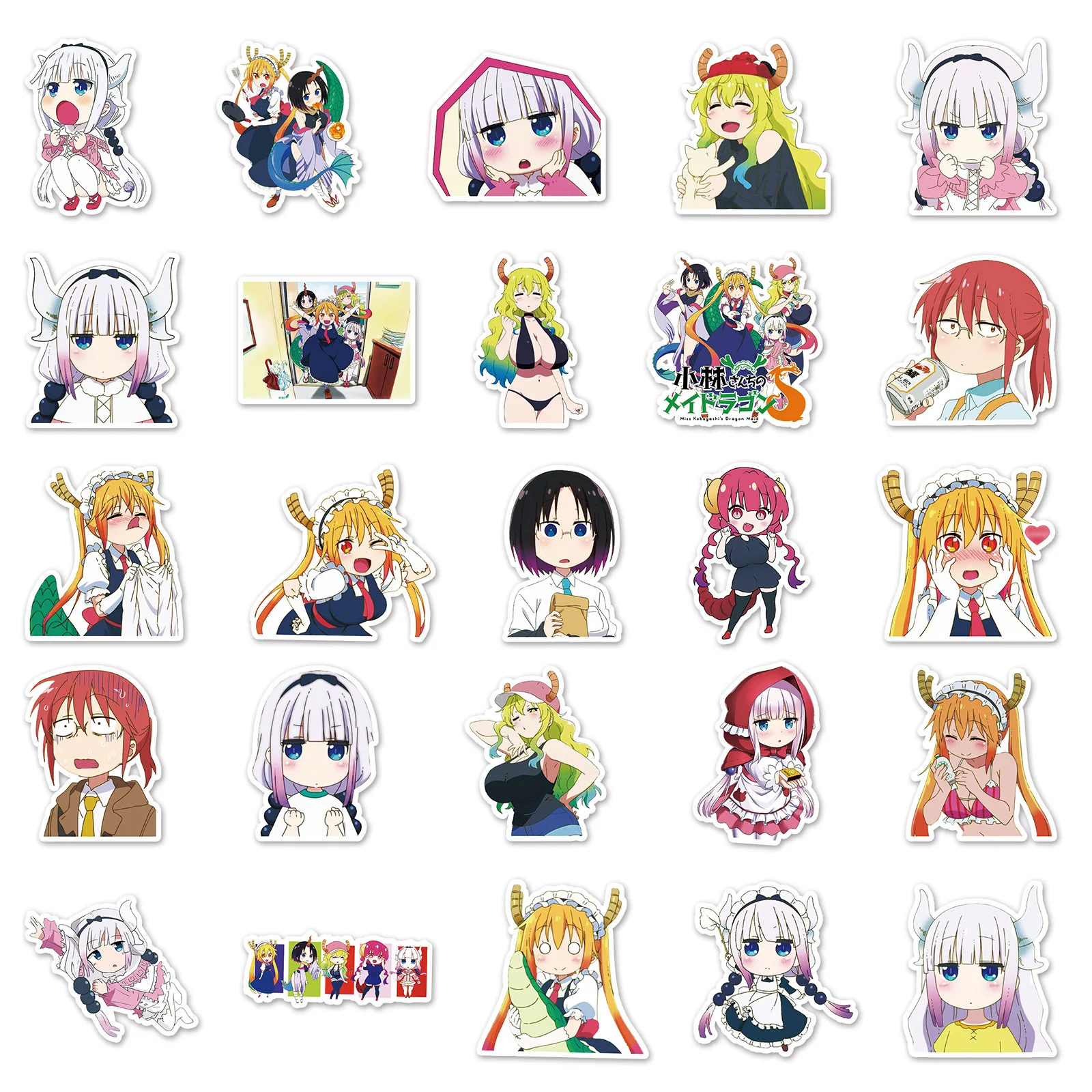 

50PCS Miss Kobayashi's Dragon Maid Japanese Anime Kobayashi Cartoon Decorative Laptop Water Cup iPad Waterproof Sticker Kids Toy