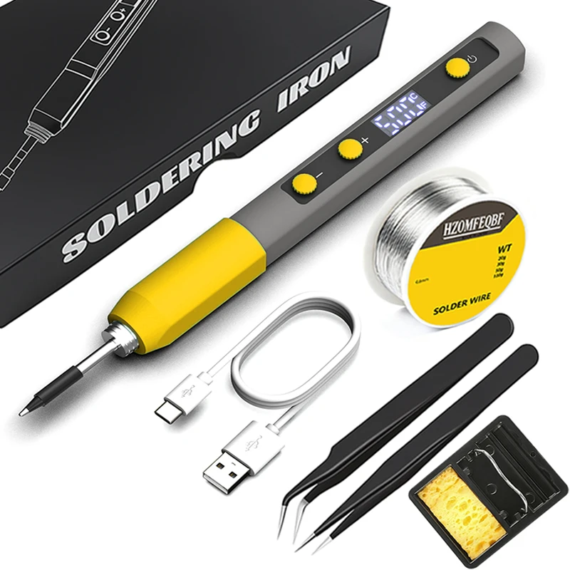 Professional-Grade USB Soldering Iron with a Digital Temperature Range of 200–500°C, for PCB Repair