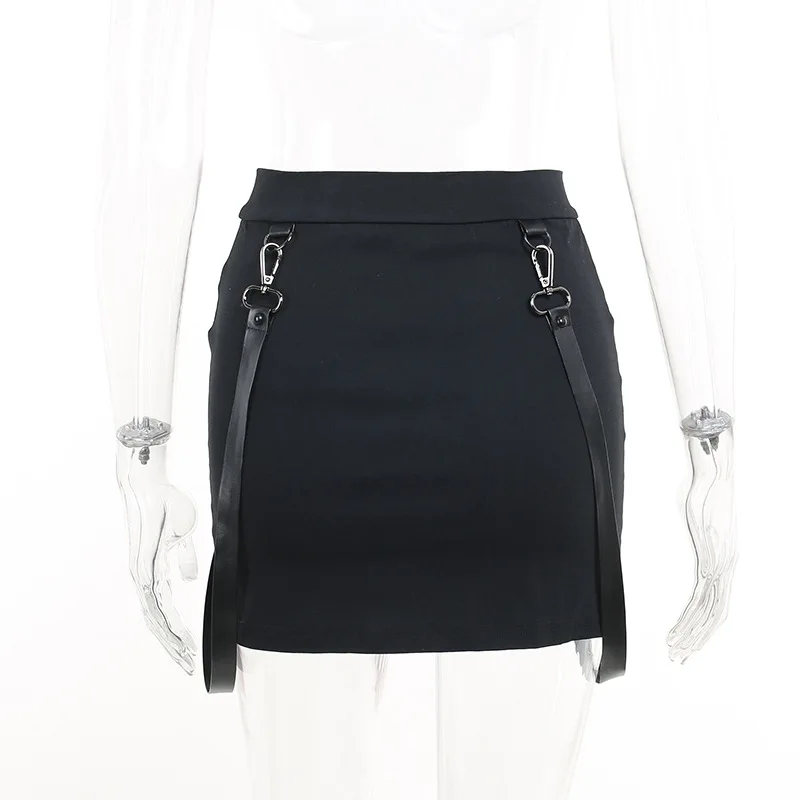 Goth Dark Gothic Split A-Line Skirts Double-Sided Zipper Slits 90s Streetwear Women Mall Gothic Dropped Mini Skirt Zip Edgy