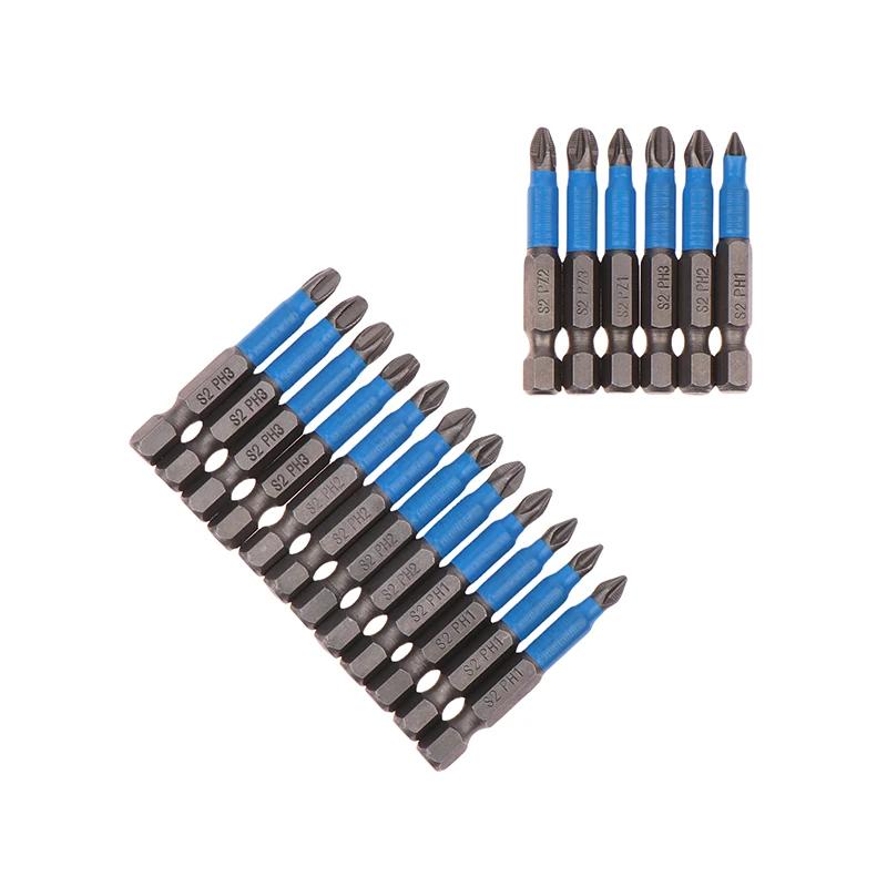 6/12Pcs Durable Hexagonal Handle Anti Skid Electric Screwdriver Woodworking Cross Screwdriver Tool Set PH1 PH2 PH3 PZ1 PZ2 PZ3
