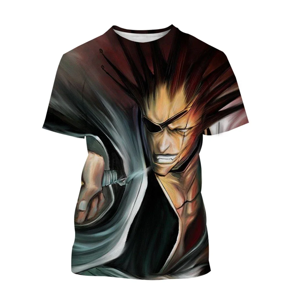 Summer Japanese Crewneck Classic Anime Ichigo Kurozaki 3D Printed Short-sleeved Casual Fashion Street Anime Fan Breathable Top