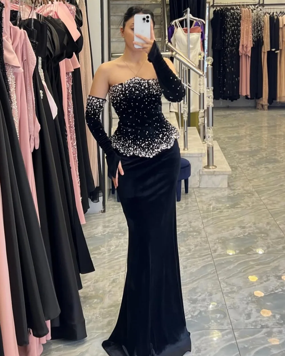 

Модные классические джерси по индивидуальному заказу, длинные платья без бретелек со стразами и бисером, платья для особых случаев на заказ, сложное соответствие