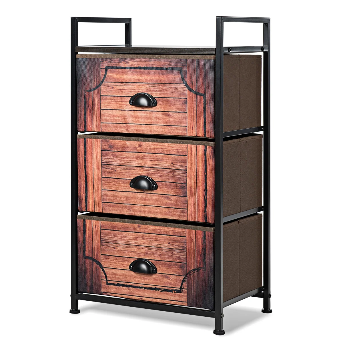 

3 Drawer Fabric Dresser Storage Tower Nightstand W/Sturdy Steel Frame Closet