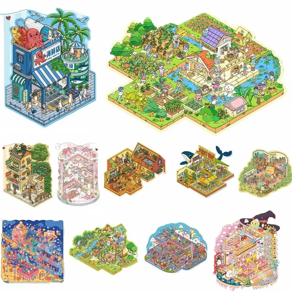 

Multi Style Miniature Scene 3D Stickers DIY Decorative Landscaping Stickers Butter Bear Three-dimensional