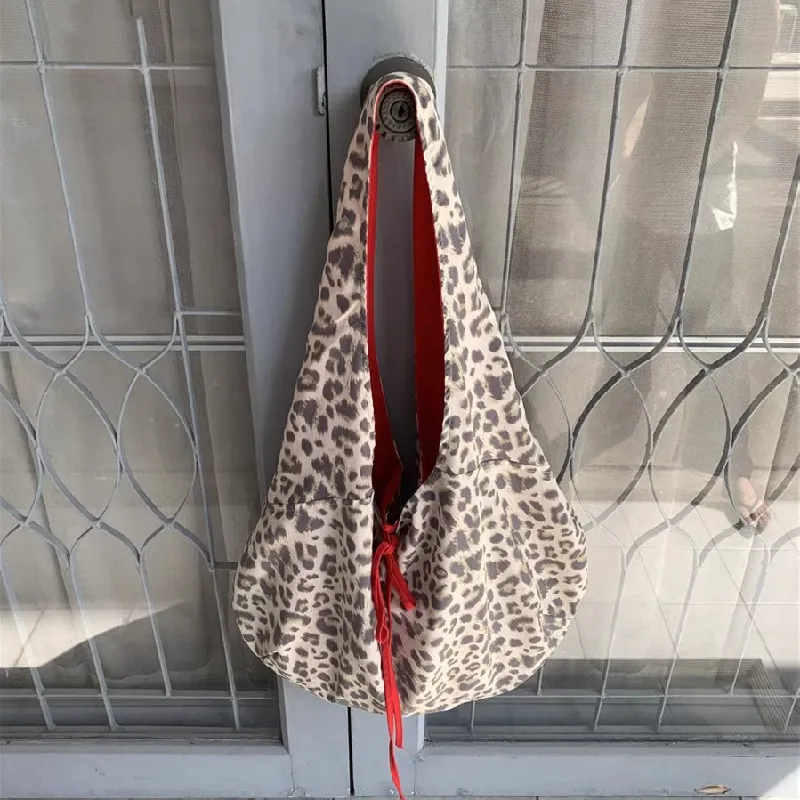 

Весенняя популярная сумка через плечо с леопардовым принтом большой вместимости, женская универсальная сумка-мессенджер 2025 года, сумка через плечо в стиле ретро