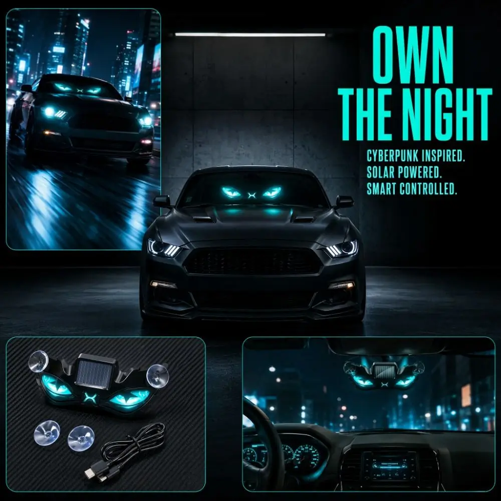 Blinking Moving Eyes Solar Demon Eye Light Suction Cup Installation Suction Cup Mount Anti-Rear-End Light Warning Flashing