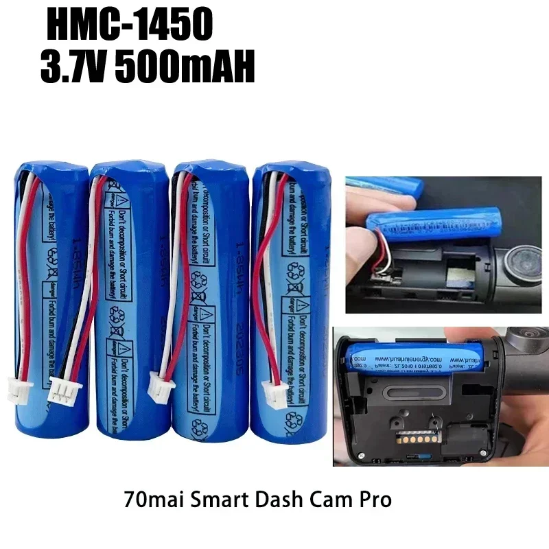 500mah Pilas HMC1450 70mai battery 3.7V lithium batteries suitable for dash cam Pro car recorder replacement DVR accessories