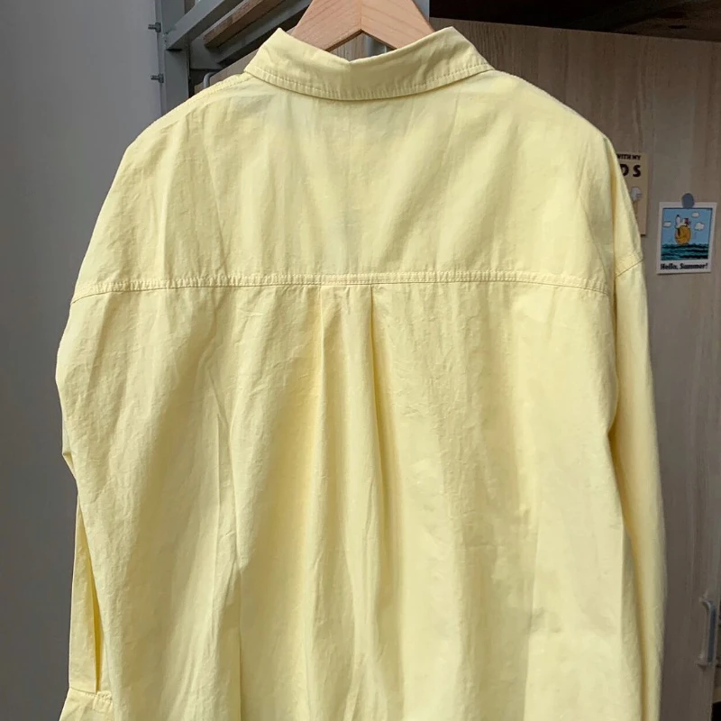 DAYIFUN Solid Shirts Women's Spring/summer Lapel and Double Pocket Design Blouses Female Blue Blusas Autumn Loose Casual Tops